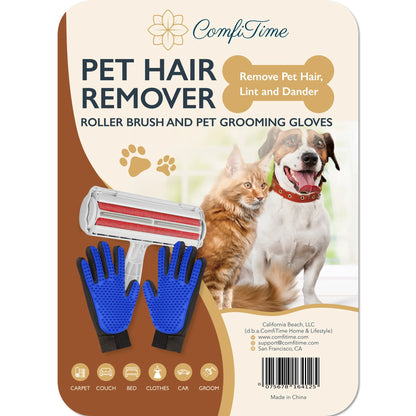 Pet Hair Remover & Pet Grooming Gloves Set, Dog/Cat Grooming Washing Gloves, Deshedding Brush for Dogs/Cats, Reusable Lint Roller for Pet Hair, Dog/Cat Hair/Fur Remover for Couch, Furniture