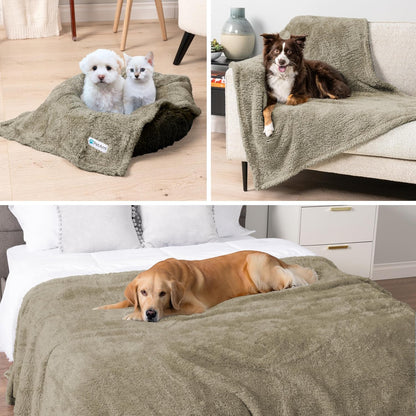 Fluffy Waterproof Dog Blanket Fleece | Soft Warm Pet Fleece Throw for Large Dogs and Cats | Fuzzy Plush Sherpa Throw Furniture Protector Sofa Couch Bed