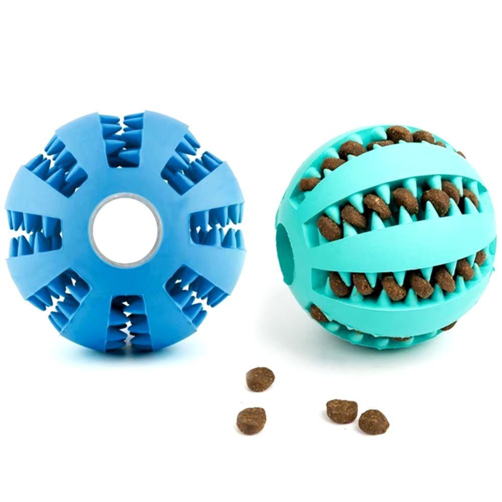 Dog Food Treat Feeder Funny Pet Interactive Rubber Ball Dogs Chew Toy Tooth Cleaning Ball Puppy Training Bite Resistant Toy Ball